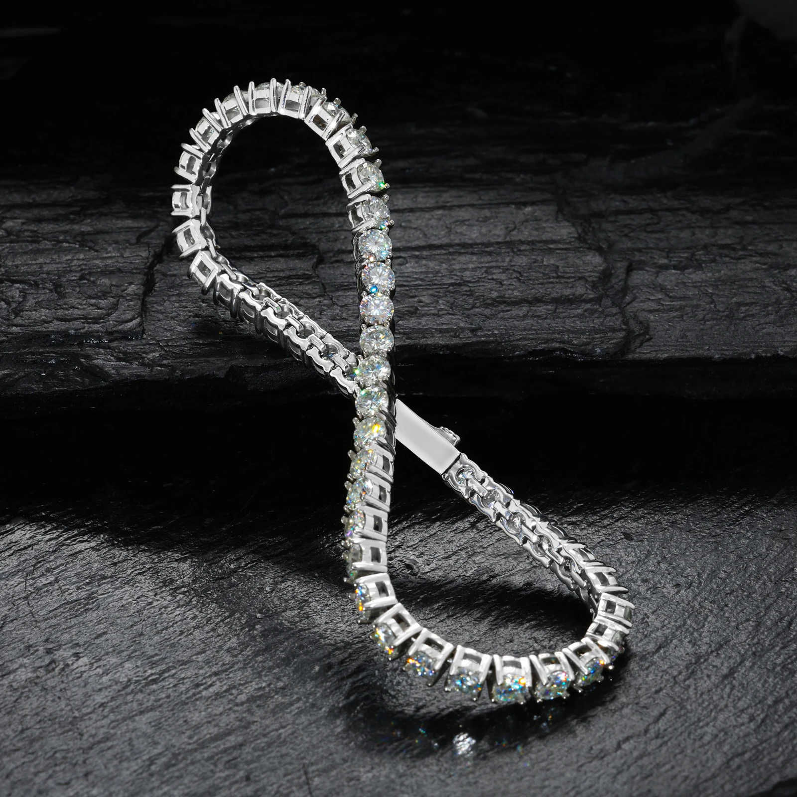 High Quality 316L Stainless Steel D VVS1 Moissanite Tennis Bracelet Iced Out Waterproof Daily Jewelry Chain Gifts for Men Women