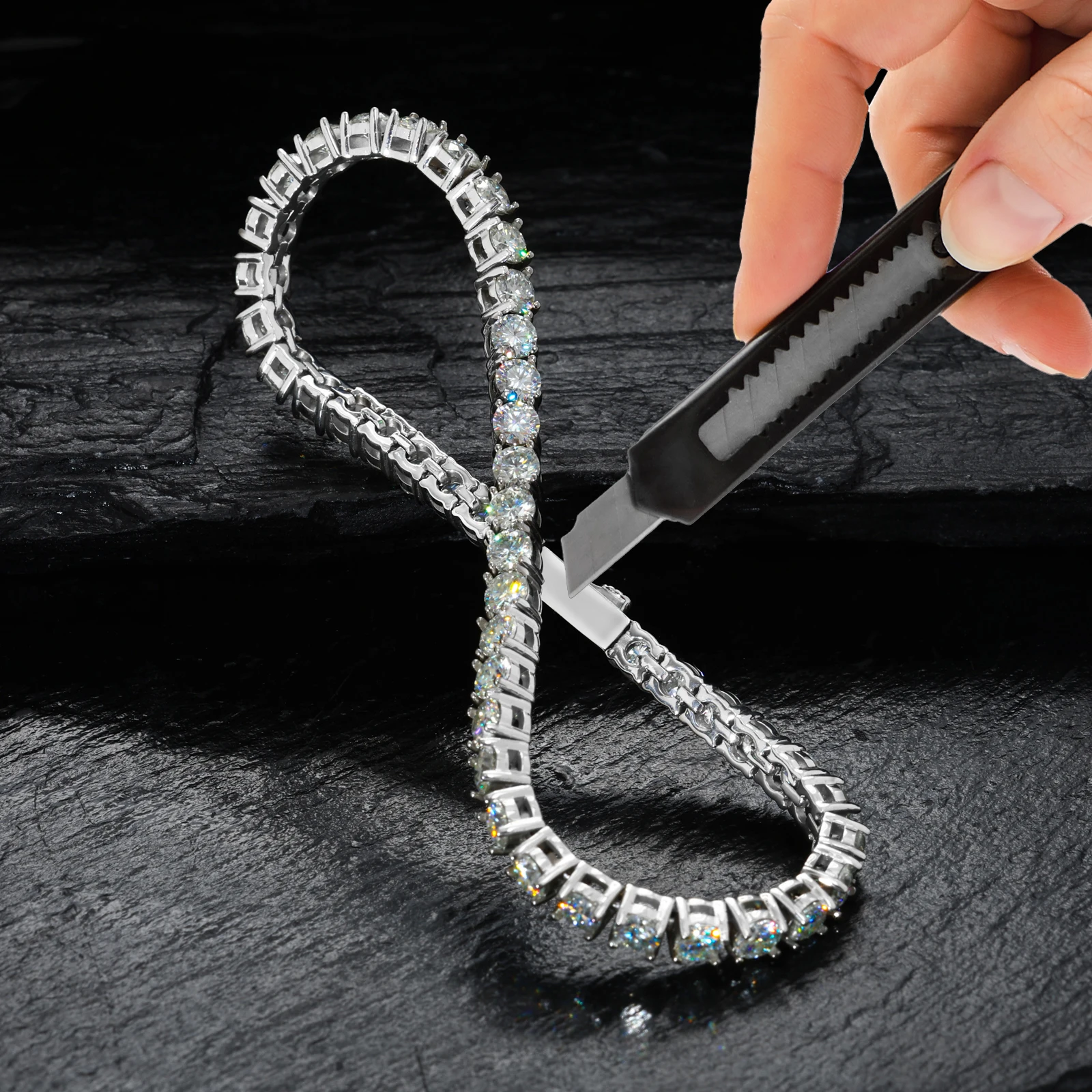 High Quality 316L Stainless Steel D VVS1 Moissanite Tennis Bracelet Iced Out Waterproof Daily Jewelry Chain Gifts for Men Women