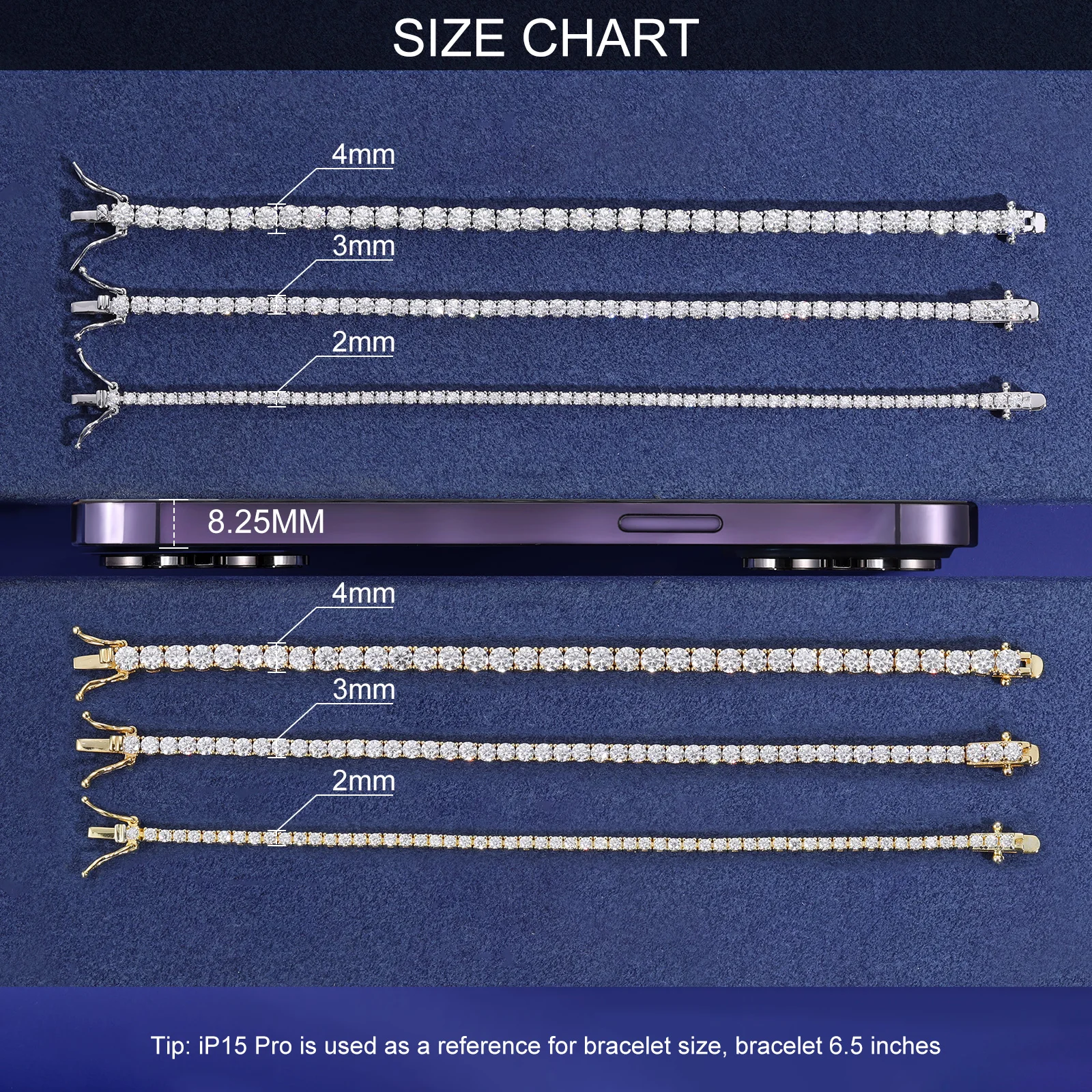High Quality 316L Stainless Steel D VVS1 Moissanite Tennis Bracelet Iced Out Waterproof Daily Jewelry Chain Gifts for Men Women
