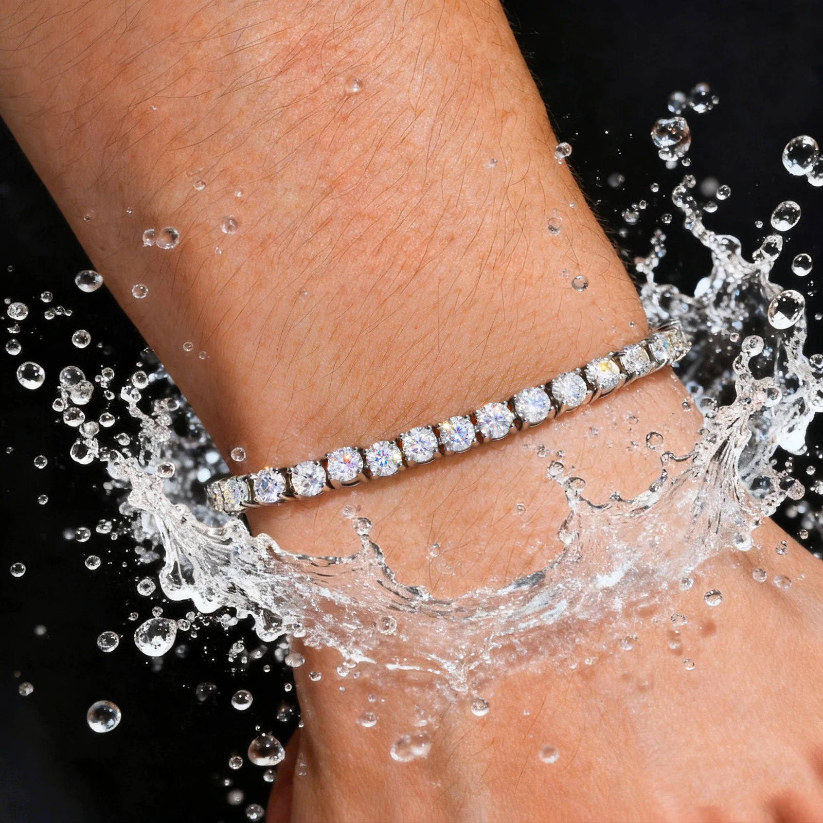 High Quality 316L Stainless Steel D VVS1 Moissanite Tennis Bracelet Iced Out Waterproof Daily Jewelry Chain Gifts for Men Women