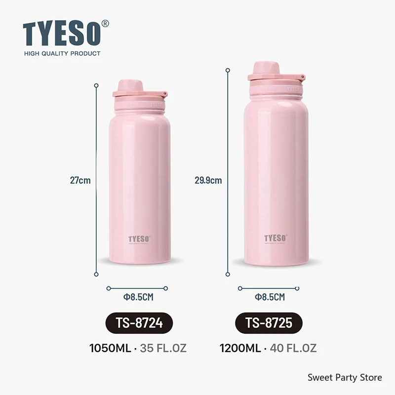 Tyeso Stainless Steel Thermos Mug Outdoor Sports Keeps Cold and Heat High Capacity Thermo Bottle Travel Vacuum Flask Thermal Cup