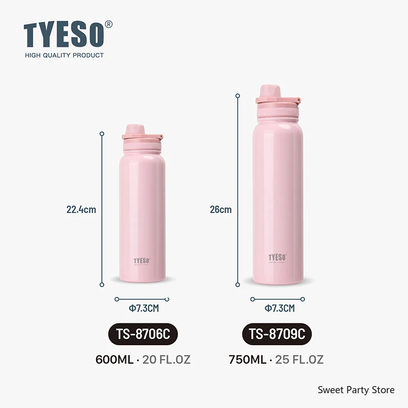 Tyeso Stainless Steel Thermos Mug Outdoor Sports Keeps Cold and Heat High Capacity Thermo Bottle Travel Vacuum Flask Thermal Cup