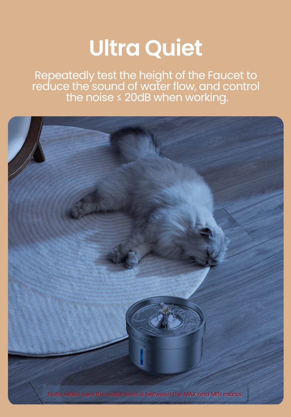 ROJECO Stainless Steel Cat Water Fountain Filters 2L Automatic Pet Water Dispenser Smart Drinking Fountain for Cat Dog Supplies
