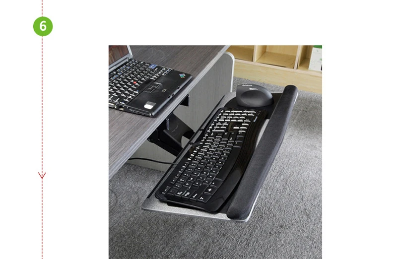 LK06AD Ergonomic Sliding Tilting XL Size Wrist Rest Keyboard Holder with Two Mouse Pads for Computer Desk Keyboard Tray Stand