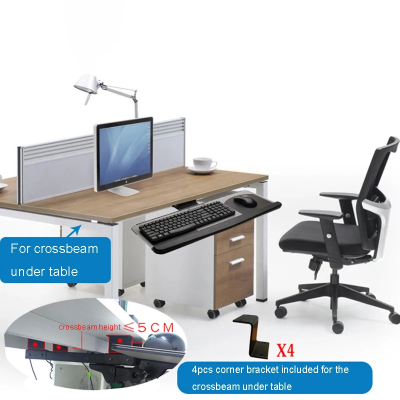 LK06AD Ergonomic Sliding Tilting XL Size Wrist Rest Keyboard Holder with Two Mouse Pads for Computer Desk Keyboard Tray Stand