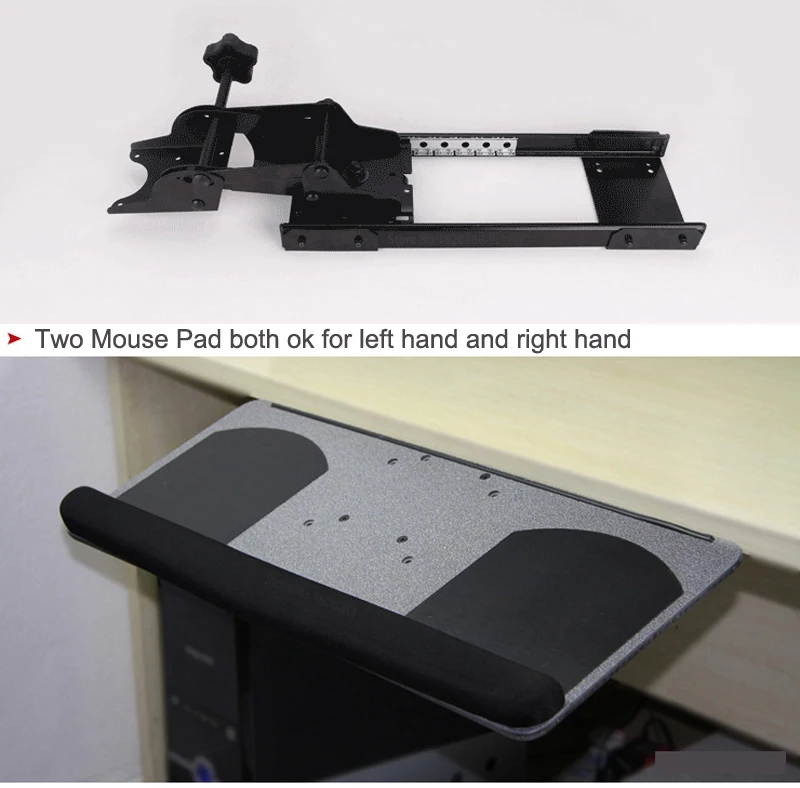LK06AD Ergonomic Sliding Tilting XL Size Wrist Rest Keyboard Holder with Two Mouse Pads for Computer Desk Keyboard Tray Stand