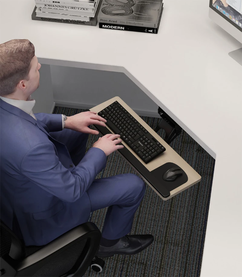LK06AD Ergonomic Sliding Tilting XL Size Wrist Rest Keyboard Holder with Two Mouse Pads for Computer Desk Keyboard Tray Stand