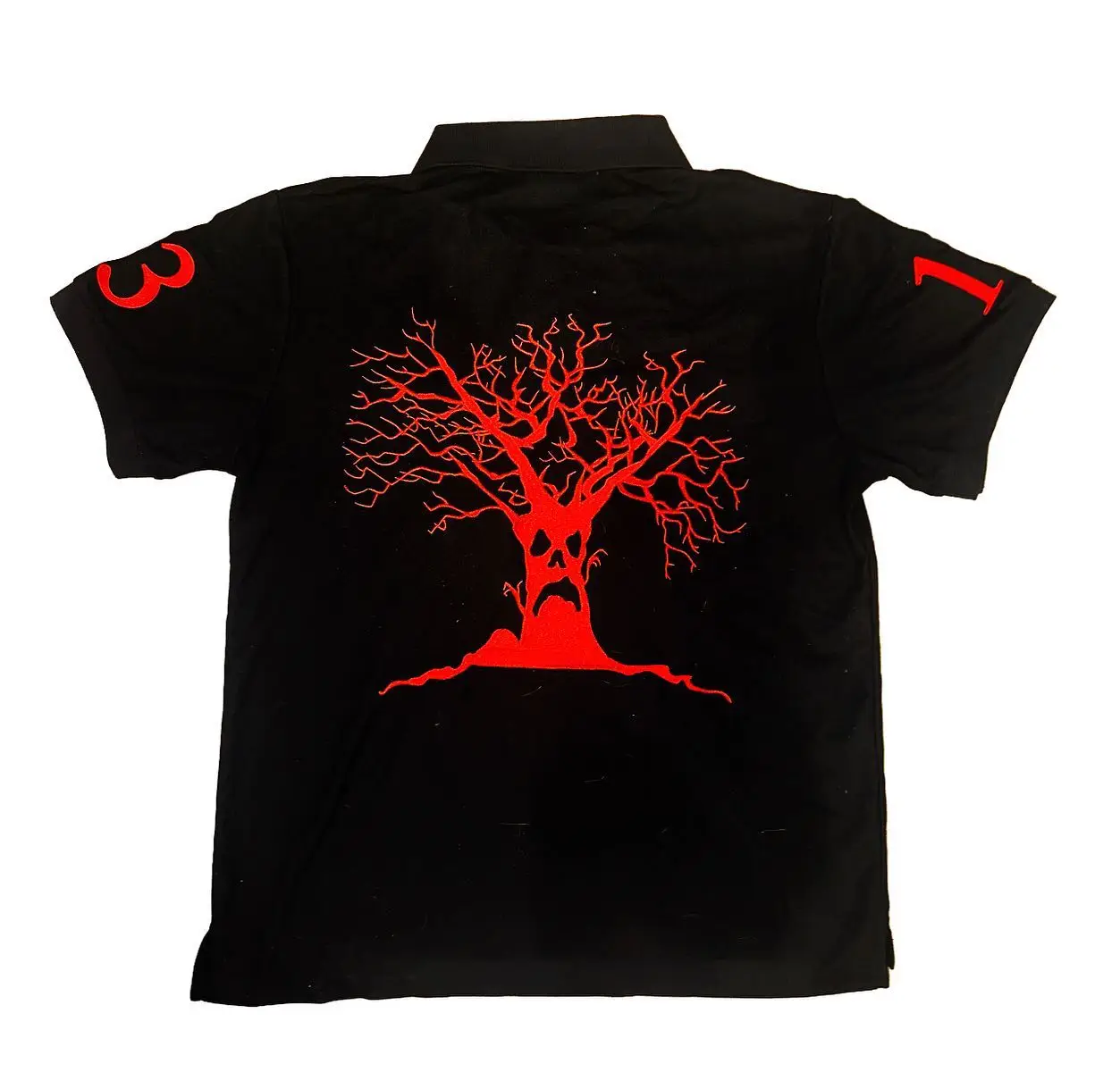 Haunted Mound Polo Shirt America Retro Street Hip Hop Short Sleeve Shirt Y2k Men Casual Embroidery Cotton Top Baseball Clothing