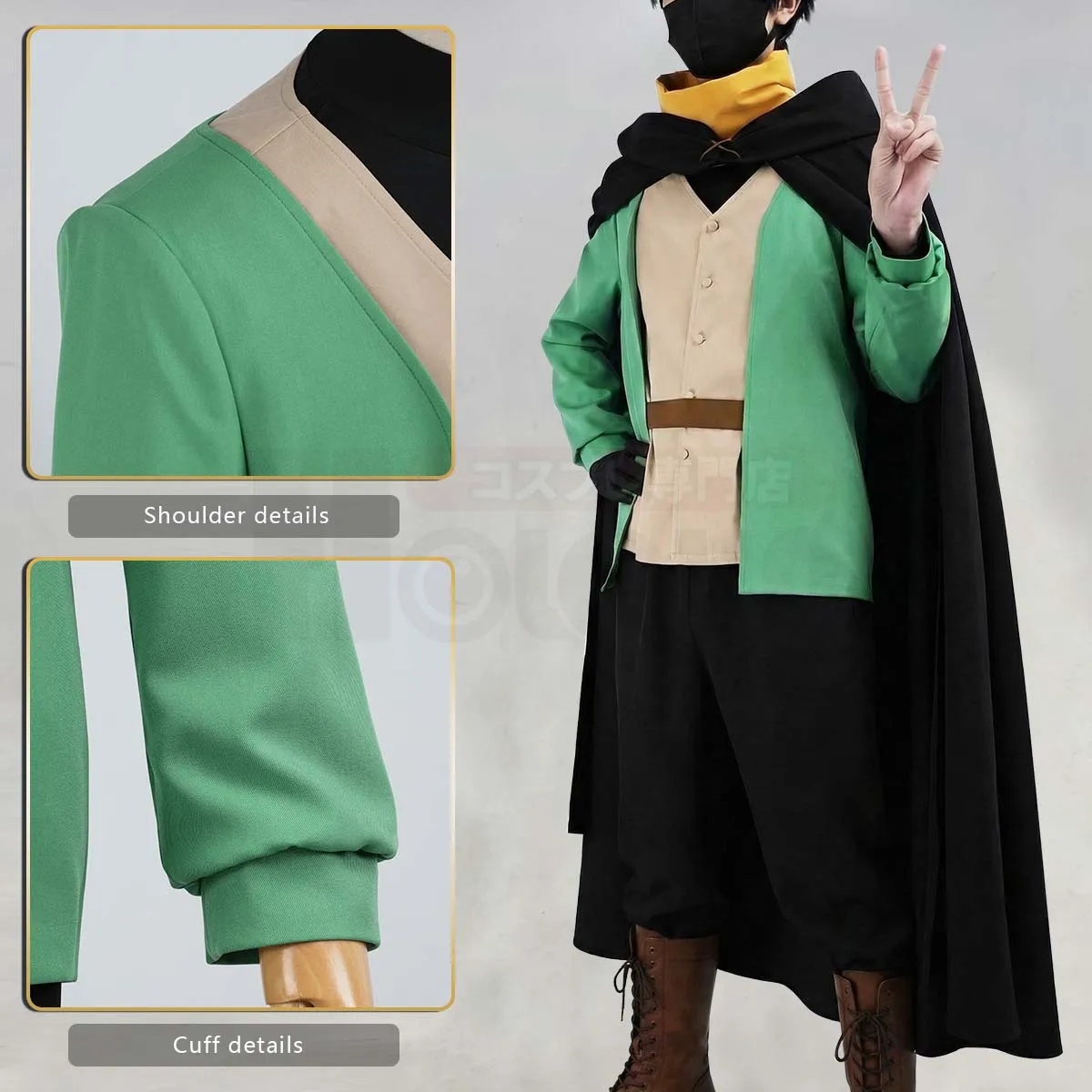 HOLOUN Natsuki Subaru Cosplay Costume Zero Anime Black Cloak Vest T-shirt Pants Scarf XS-3XL