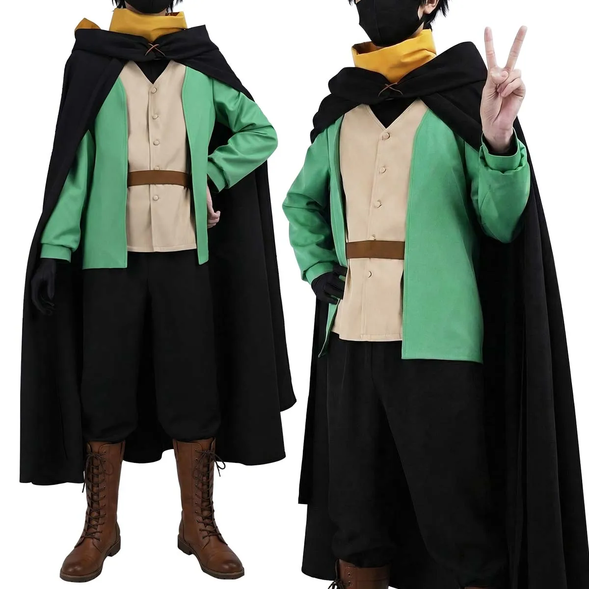 HOLOUN Natsuki Subaru Cosplay Costume Zero Anime Black Cloak Vest T-shirt Pants Scarf XS-3XL
