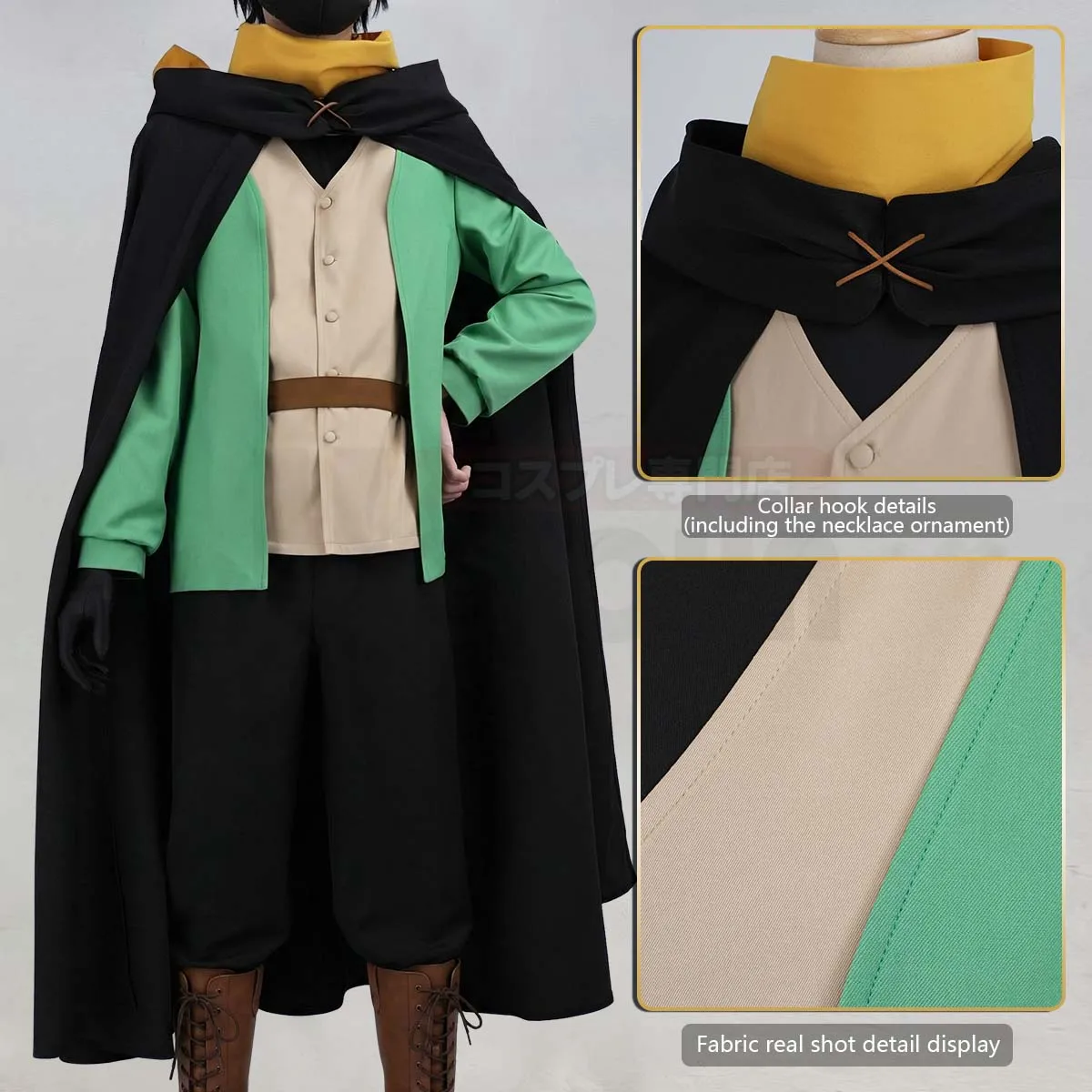 HOLOUN Natsuki Subaru Cosplay Costume Zero Anime Black Cloak Vest T-shirt Pants Scarf XS-3XL