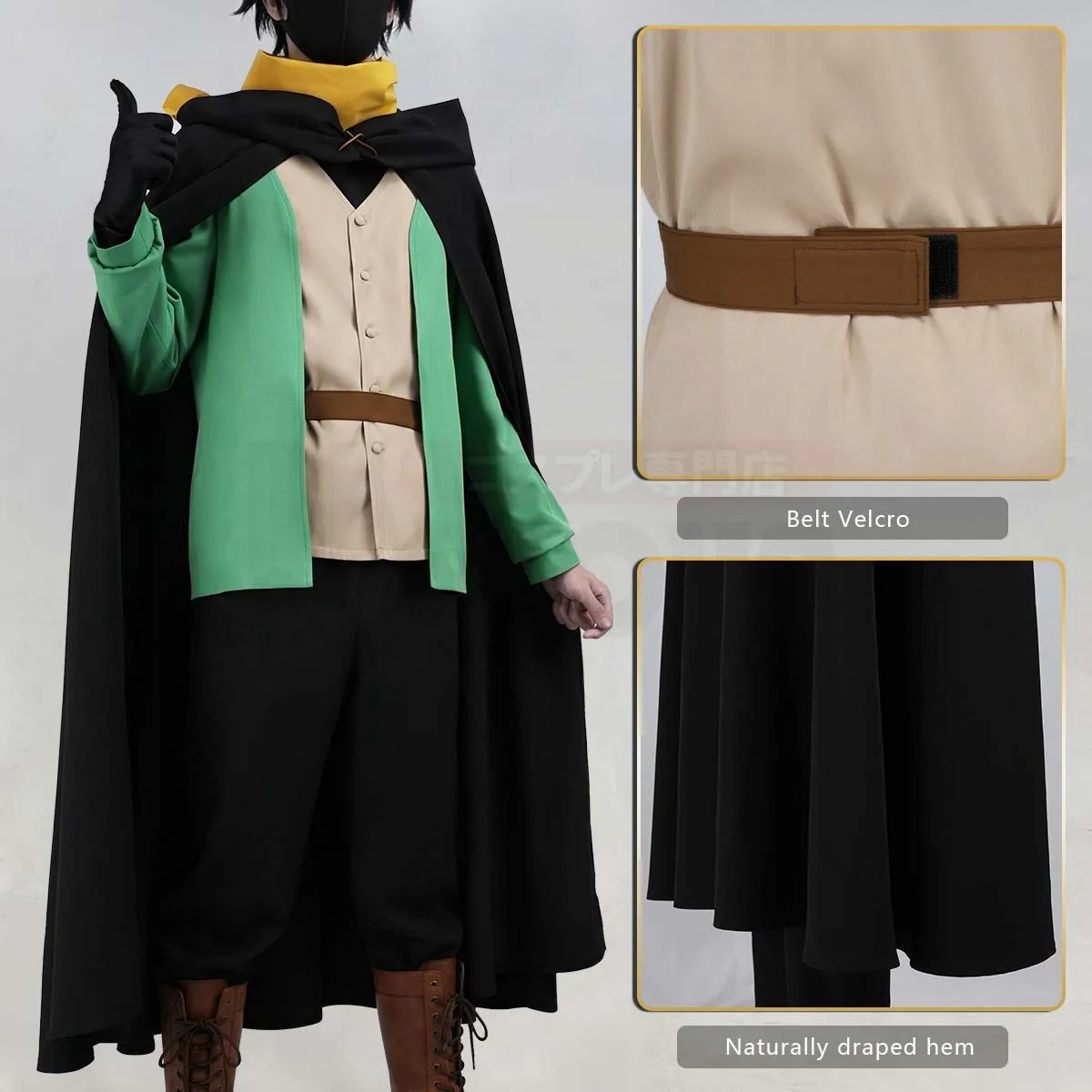 HOLOUN Natsuki Subaru Cosplay Costume Zero Anime Black Cloak Vest T-shirt Pants Scarf XS-3XL