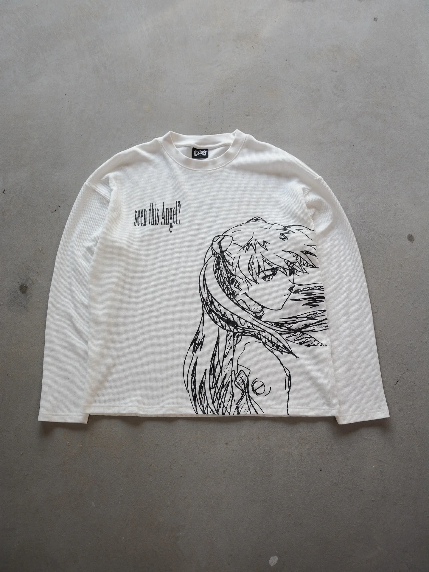 Autumn and Winter Waffle Thermal Long Sleeve T Shirt Y2k Daily Casual Cartoon Pattern Print T Shirts Street Men Cotton Warm Tops