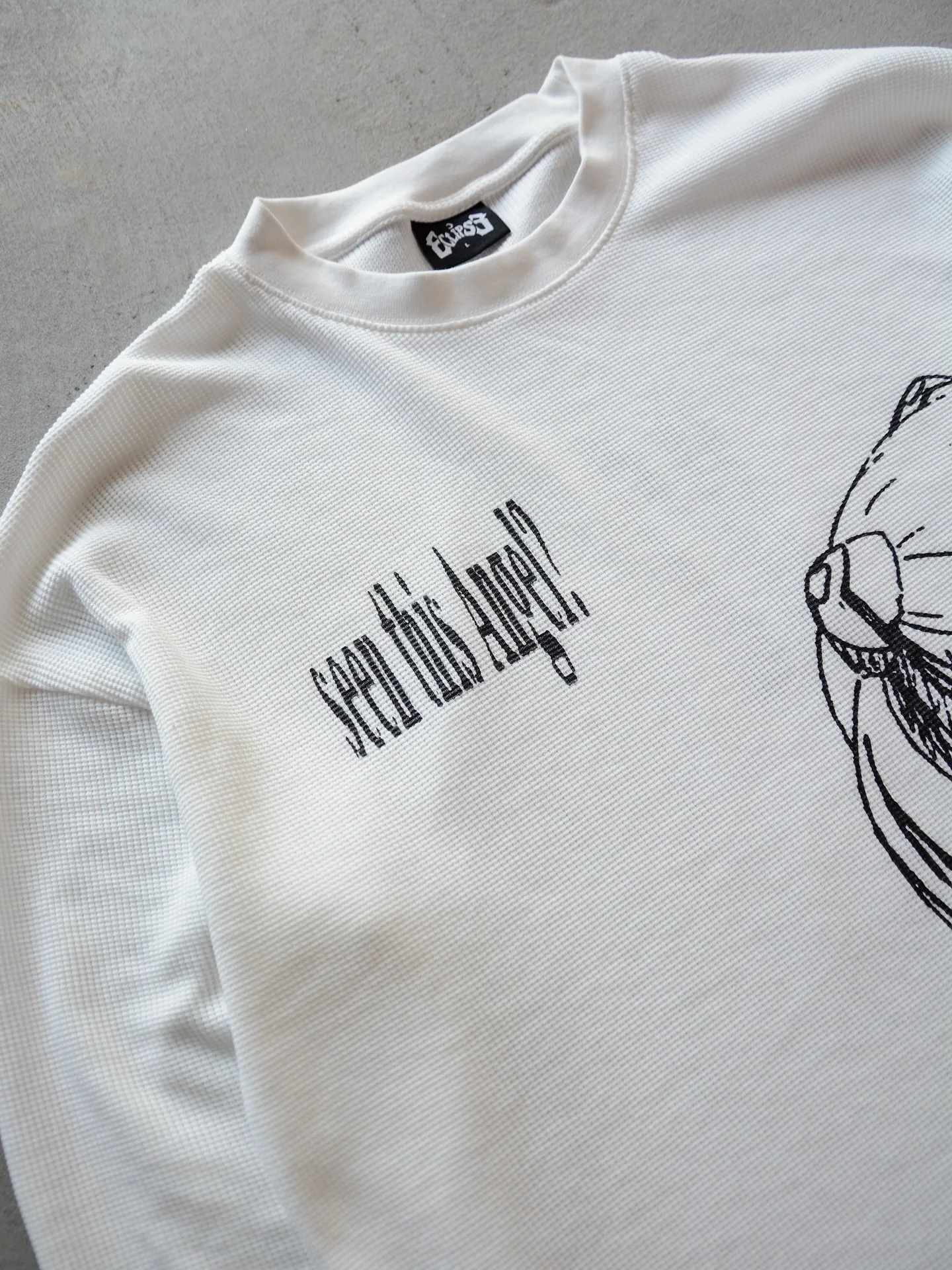 Autumn and Winter Waffle Thermal Long Sleeve T Shirt Y2k Daily Casual Cartoon Pattern Print T Shirts Street Men Cotton Warm Tops