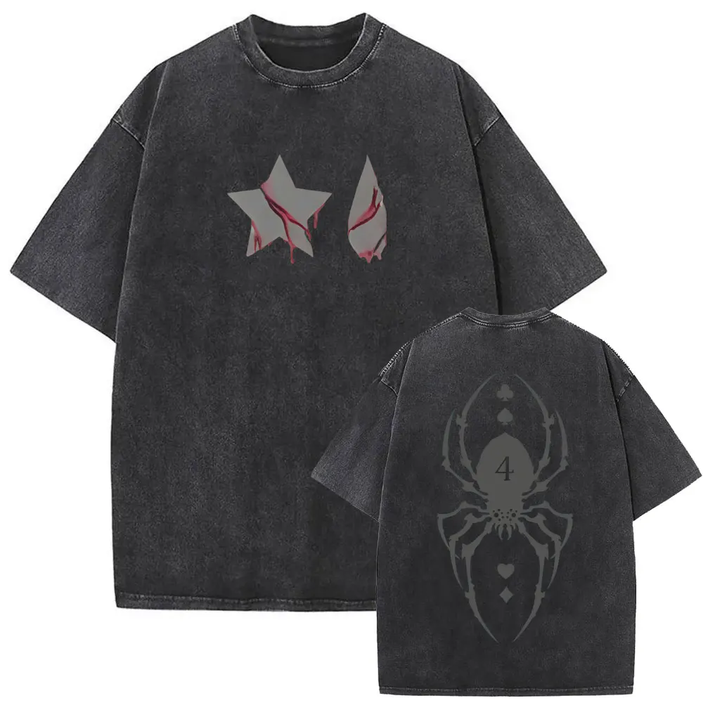 Washed Vintage Anime Hunter X Hunter T-shirt Hisoka Graphic T Shirt Men Women Casual Oversized Cotton T-shirts Short Sleeve Tops