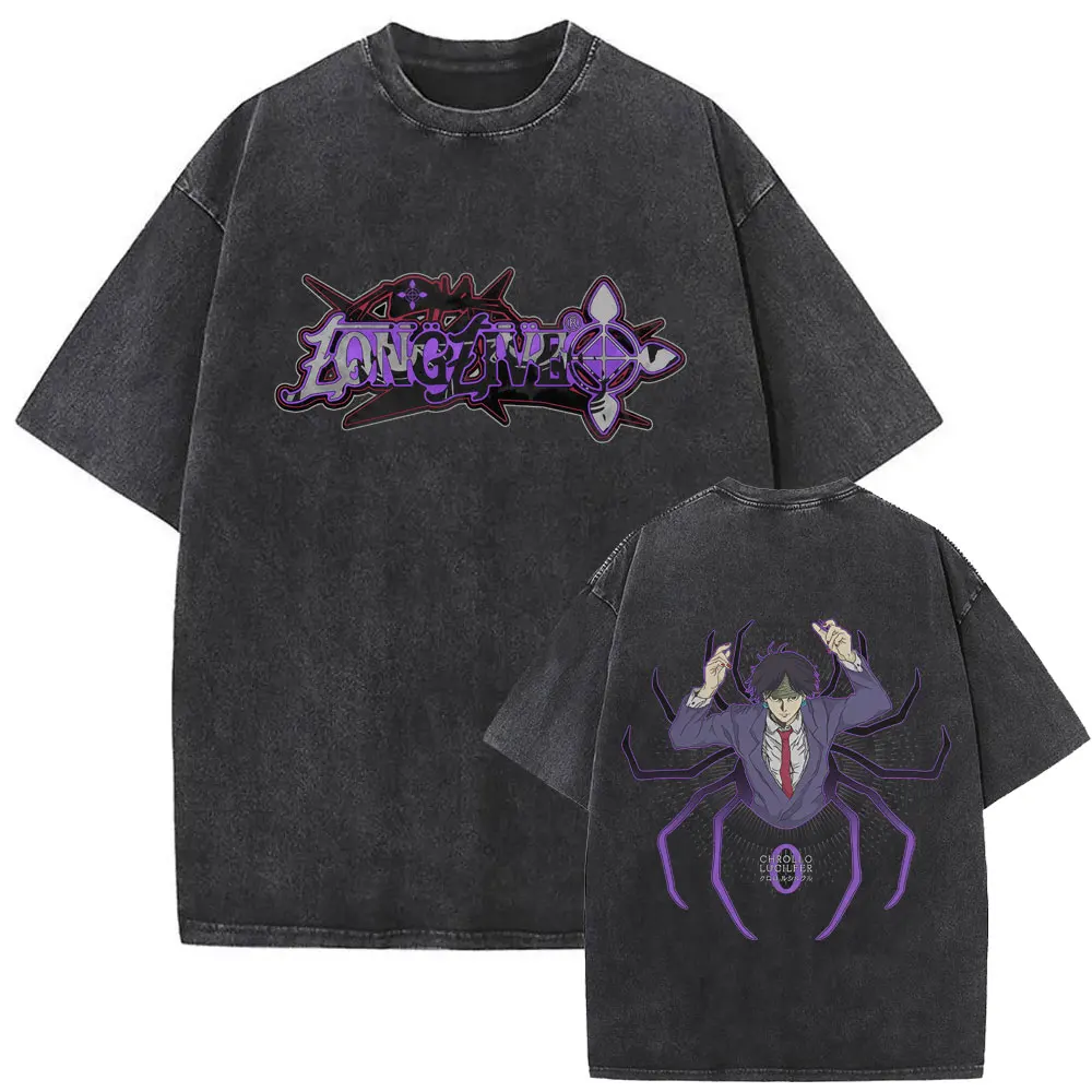 Washed Vintage Anime Hunter X Hunter T-shirt Hisoka Graphic T Shirt Men Women Casual Oversized Cotton T-shirts Short Sleeve Tops