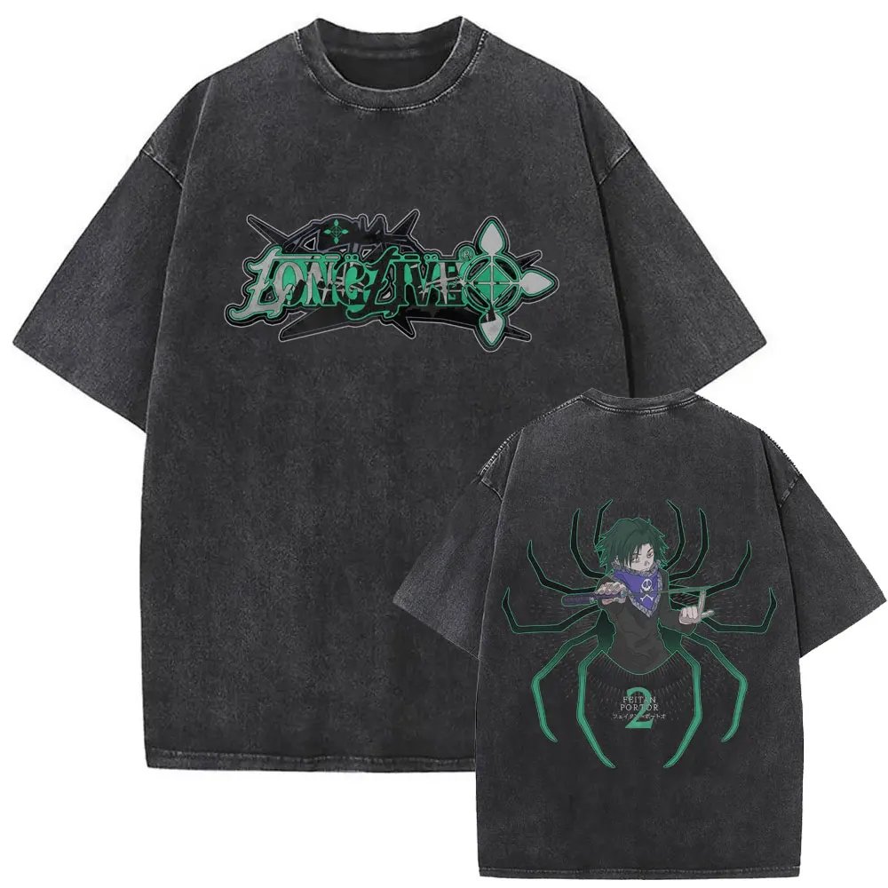 Washed Vintage Anime Hunter X Hunter T-shirt Hisoka Graphic T Shirt Men Women Casual Oversized Cotton T-shirts Short Sleeve Tops