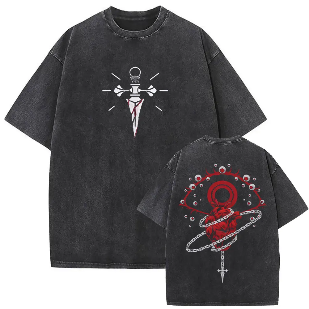 Washed Vintage Anime Hunter X Hunter T-shirt Hisoka Graphic T Shirt Men Women Casual Oversized Cotton T-shirts Short Sleeve Tops