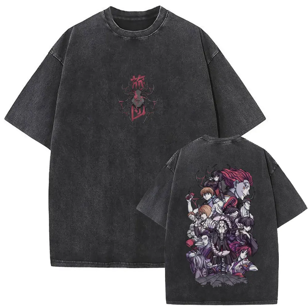 Washed Vintage Anime Hunter X Hunter T-shirt Hisoka Graphic T Shirt Men Women Casual Oversized Cotton T-shirts Short Sleeve Tops