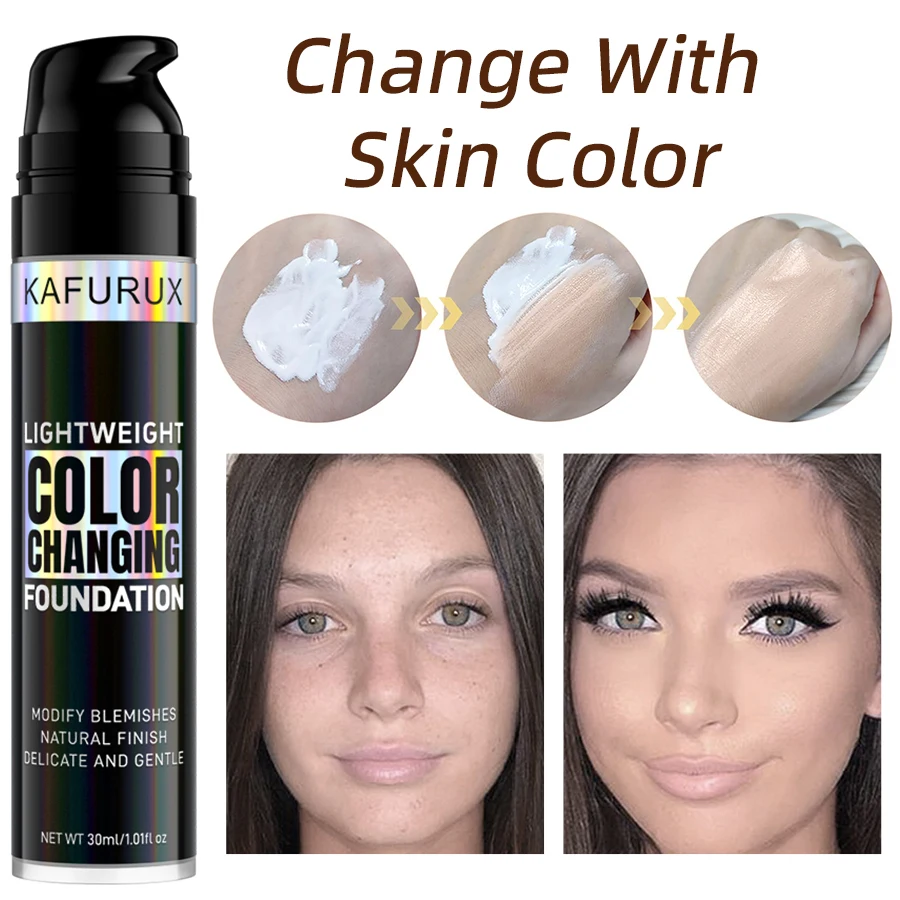 1PC Magic Color Changing Foundation Liquid Soft Matte Long Lasting Hydrating Makeup Base Cream for All Different Skin Tone
