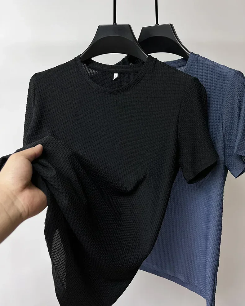 Fishing Hunting Sports Outdoor Hiking Running Summer Ice Silk High-End T Shirts Cycling Camping Men's Breathable Fashion T-Shirt