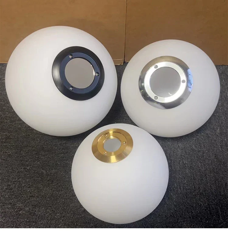 Black/Silver/Bronze D12/15/18/20cm DIY lampshade replaced with threaded metal matte white spherical glass lampshade