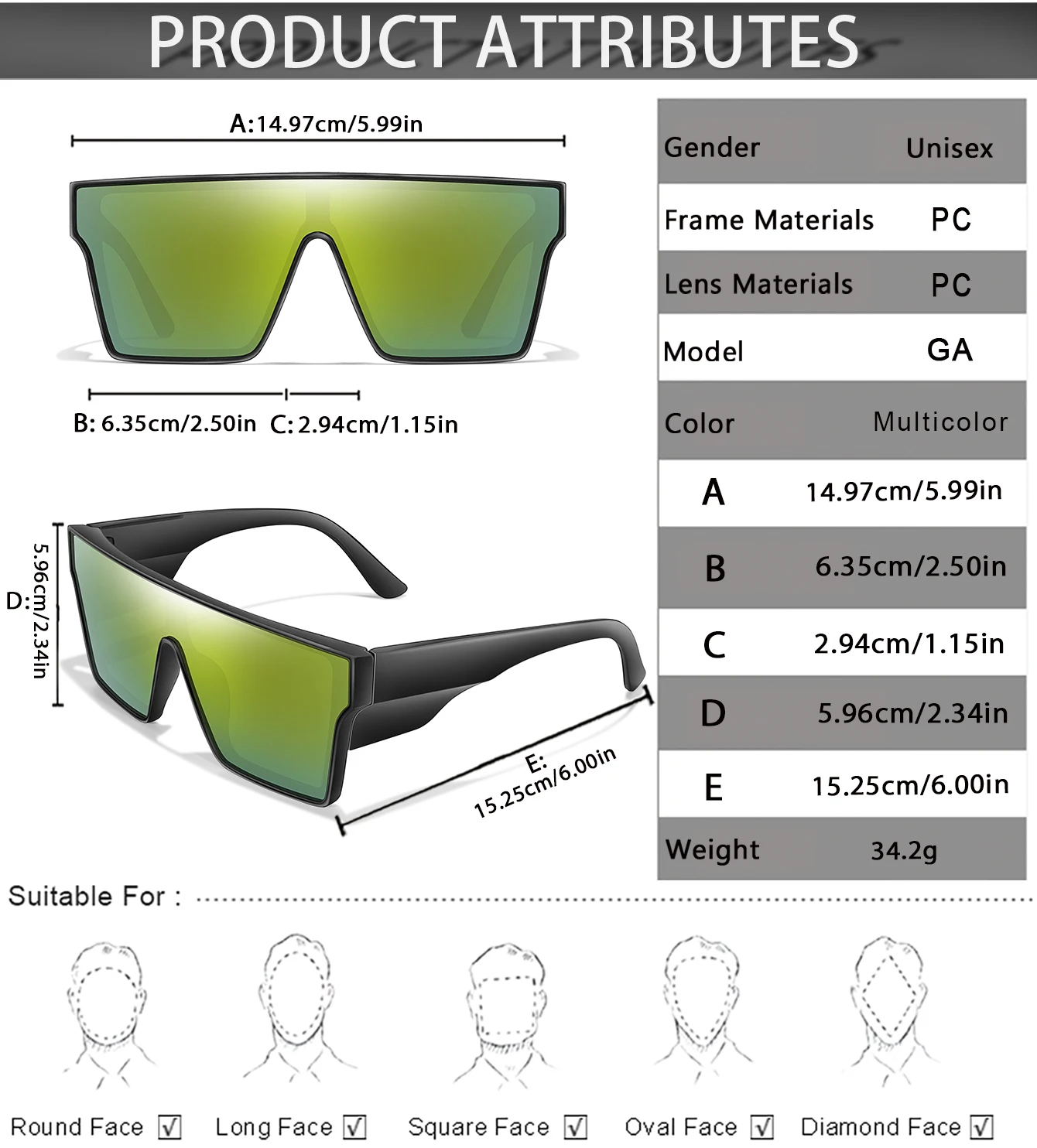 Big Frame Colorful Lens UV400 Cycling Sunglasses Hiking Running Driving Outdoor Sports Glasses for Men Women as Gifts Festival