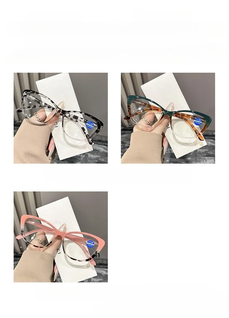 Women's Fashion Cat Eye Reading Glasses Men Vintage Blue Light Blocking Eyewear Retro Ultralight Far Sight Presbyopia 0+1.0+4.0