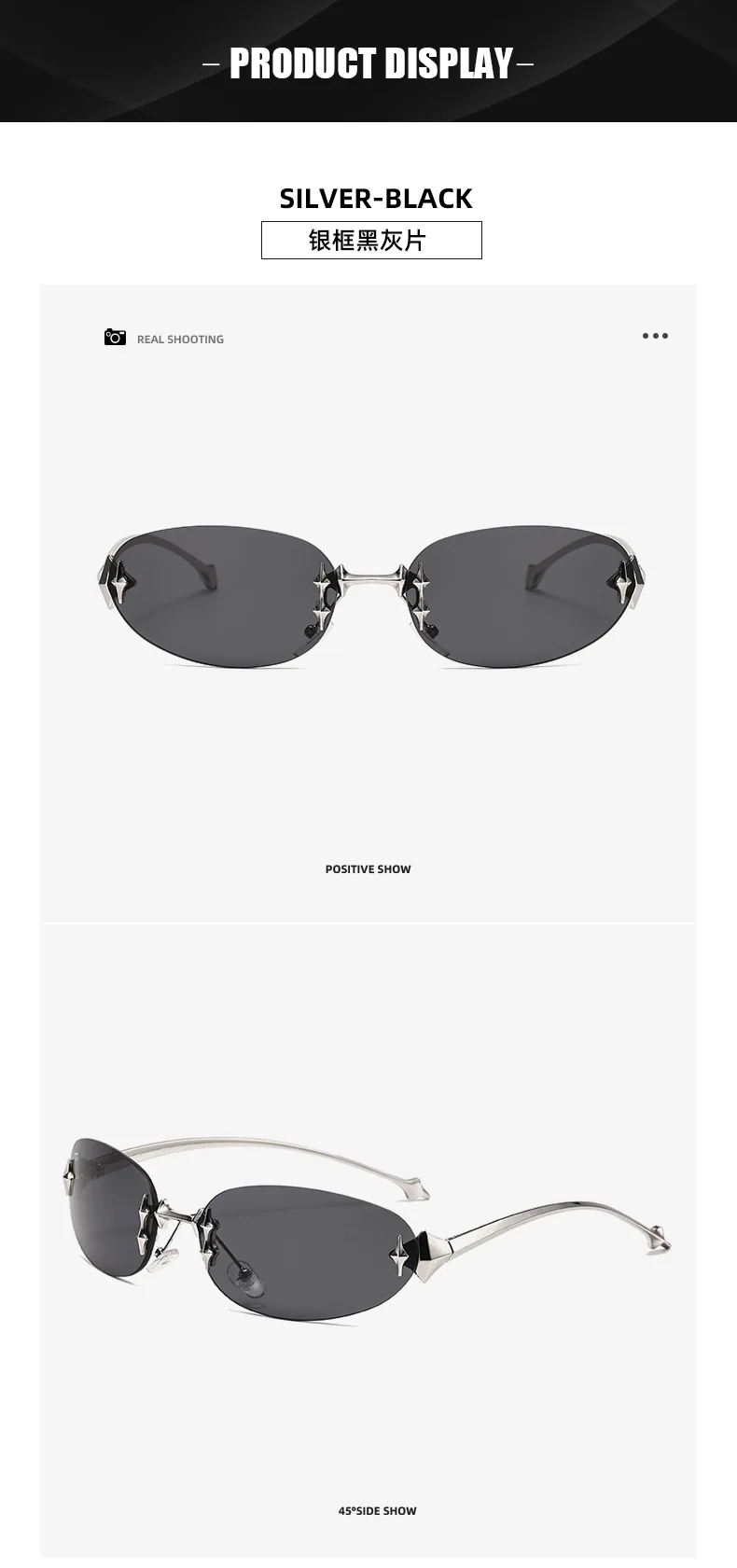 vintage rimless pink mirror Y2K sunglasses for women new fashion alloy star rivet sun glasses ladies hip hop sexy shades driving
