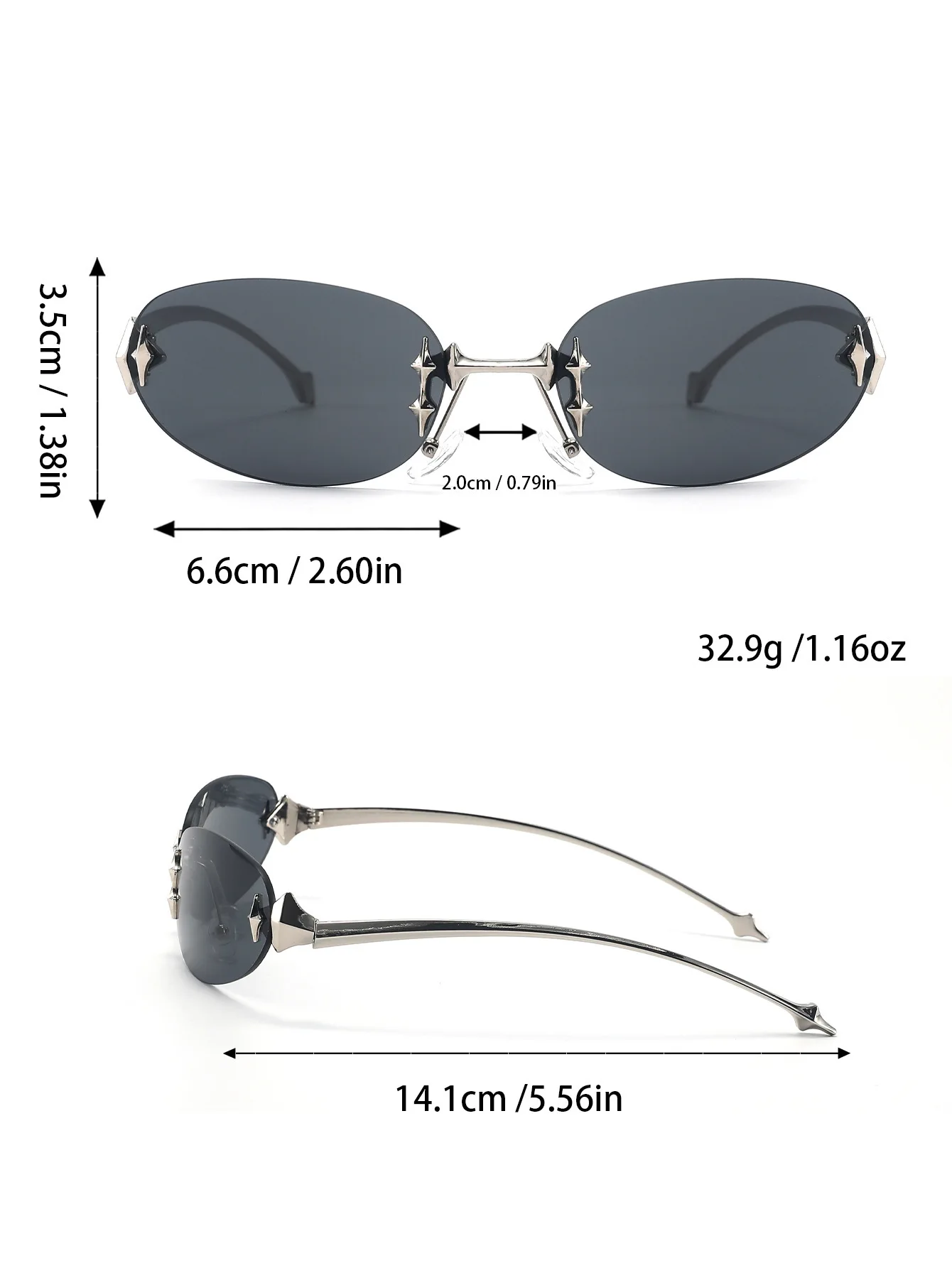 vintage rimless pink mirror Y2K sunglasses for women new fashion alloy star rivet sun glasses ladies hip hop sexy shades driving