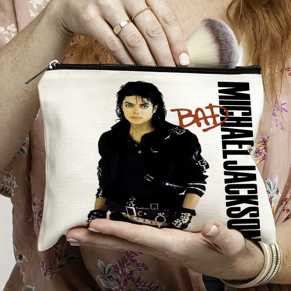 Super Star Michael Jackson Cosmetic Bag Double Print Makeup Bags Women Wedding Handbag Lady Travel Organizer Child Wallet