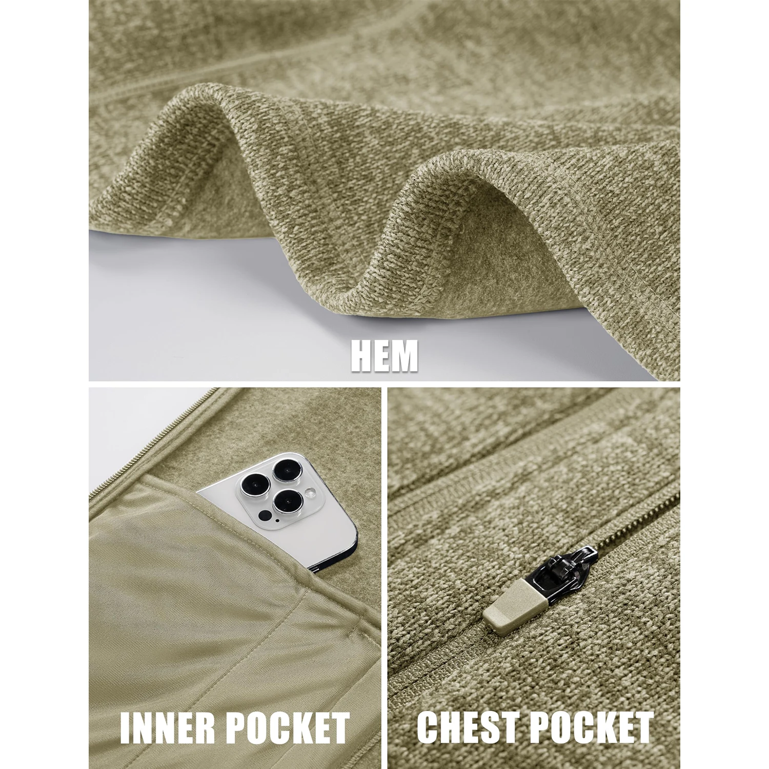 TACVASEN Full Zip Knitted Sweater Mens Stylish High Quality Soft Warm Fleece Jacket Spring Hiking Sports Casual Coat Male