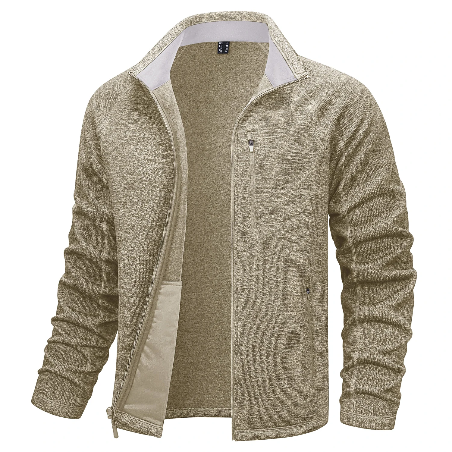 TACVASEN Full Zip Knitted Sweater Mens Stylish High Quality Soft Warm Fleece Jacket Spring Hiking Sports Casual Coat Male
