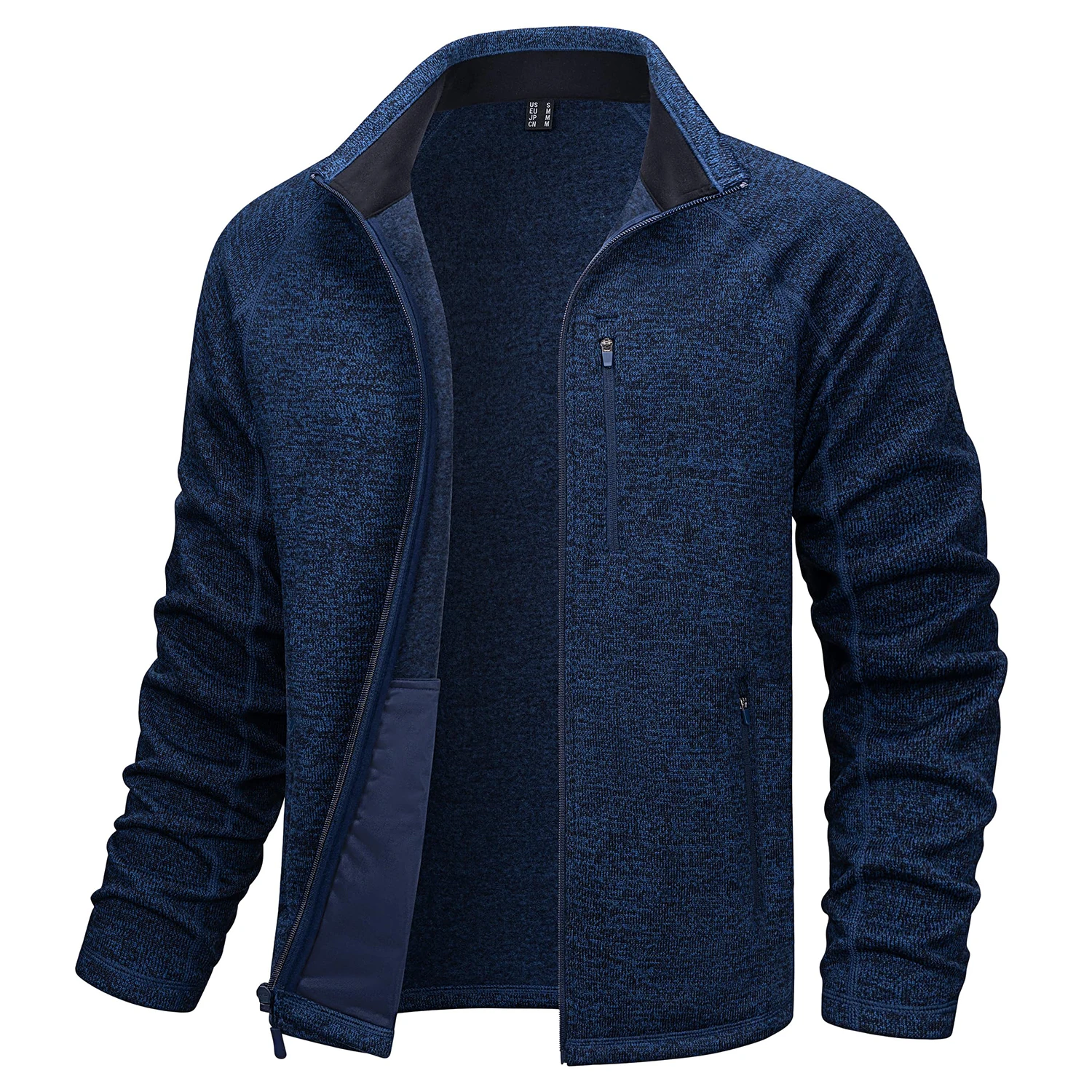 TACVASEN Full Zip Knitted Sweater Mens Stylish High Quality Soft Warm Fleece Jacket Spring Hiking Sports Casual Coat Male