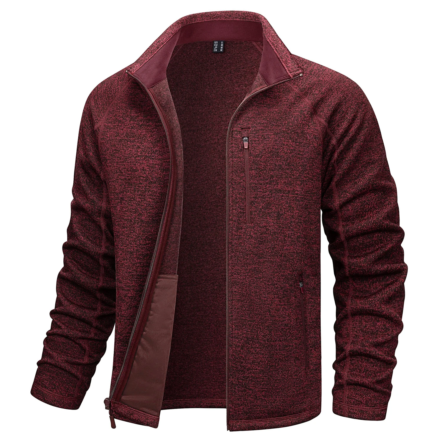 TACVASEN Full Zip Knitted Sweater Mens Stylish High Quality Soft Warm Fleece Jacket Spring Hiking Sports Casual Coat Male