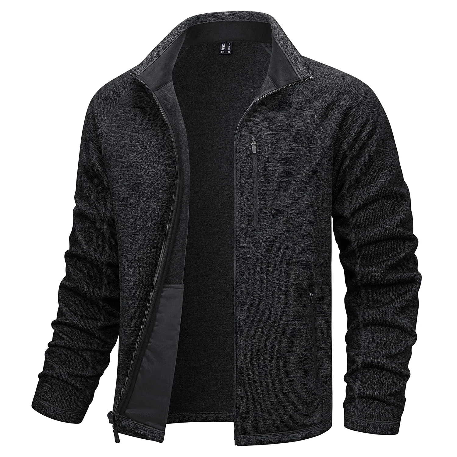 TACVASEN Full Zip Knitted Sweater Mens Stylish High Quality Soft Warm Fleece Jacket Spring Hiking Sports Casual Coat Male