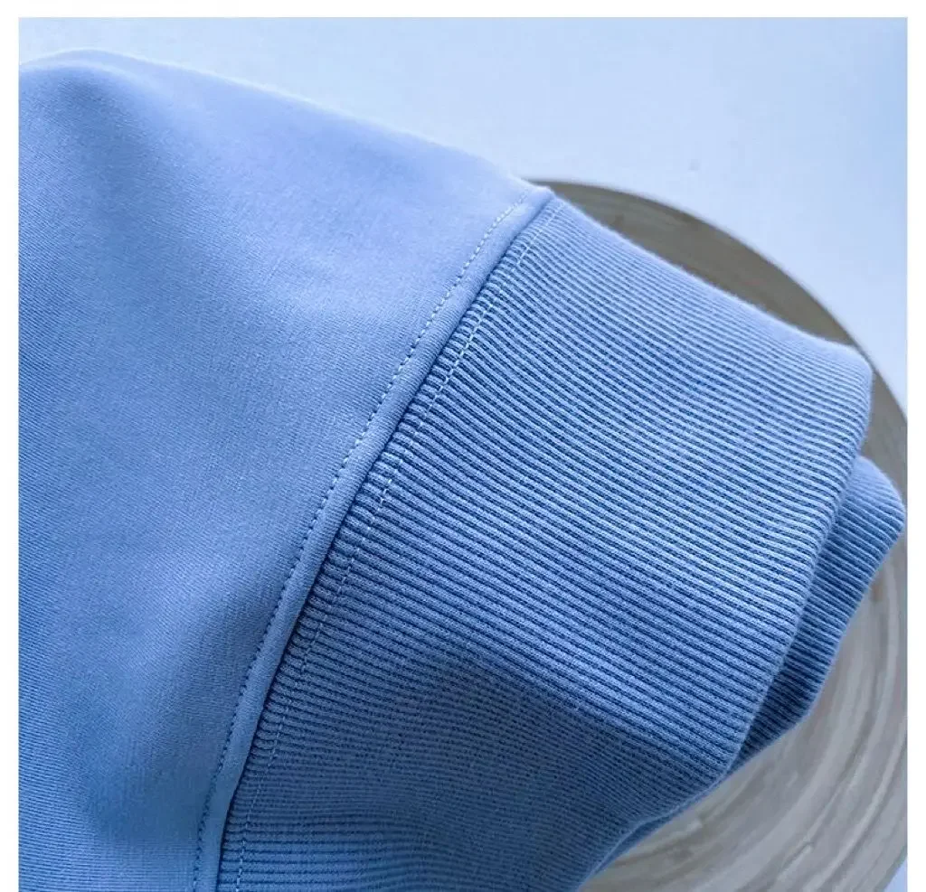600G Cotton Plush Thickened Sweatshirt Thin Plush Heavyweight Solid Round Neck Sweater Autumn Winter Warm Sweater