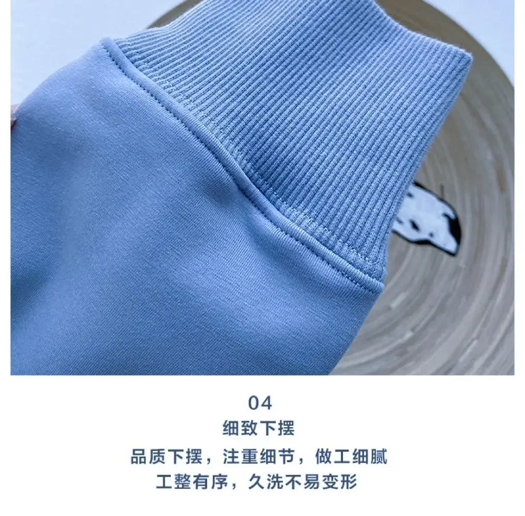 600G Cotton Plush Thickened Sweatshirt Thin Plush Heavyweight Solid Round Neck Sweater Autumn Winter Warm Sweater