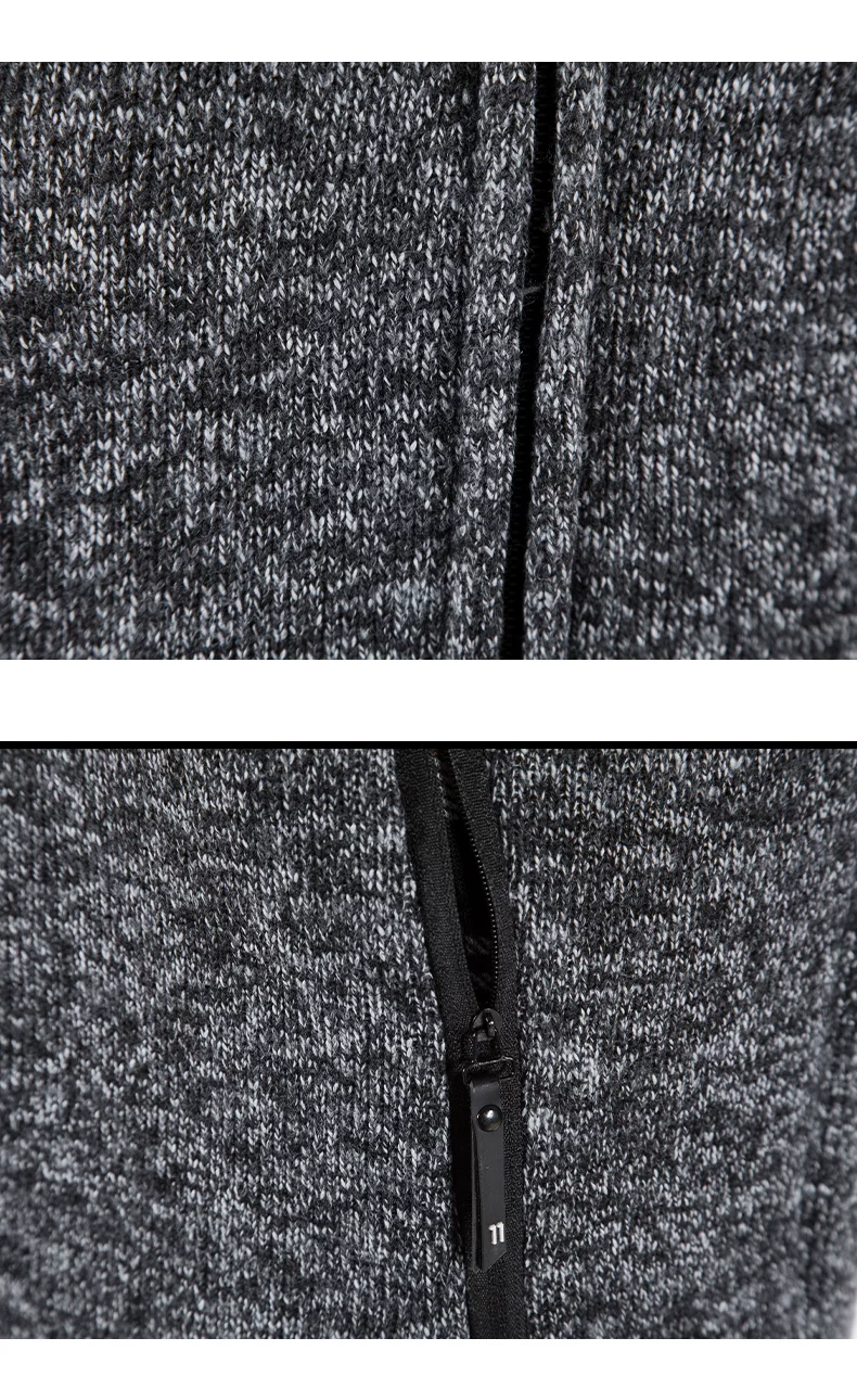 Men‘s Sweater Coat Hooded Cardigan Men Thick Knitted Warm Hooded Cardigan Sweater Jacket Solid Color Zipper Winter Cardigan Men