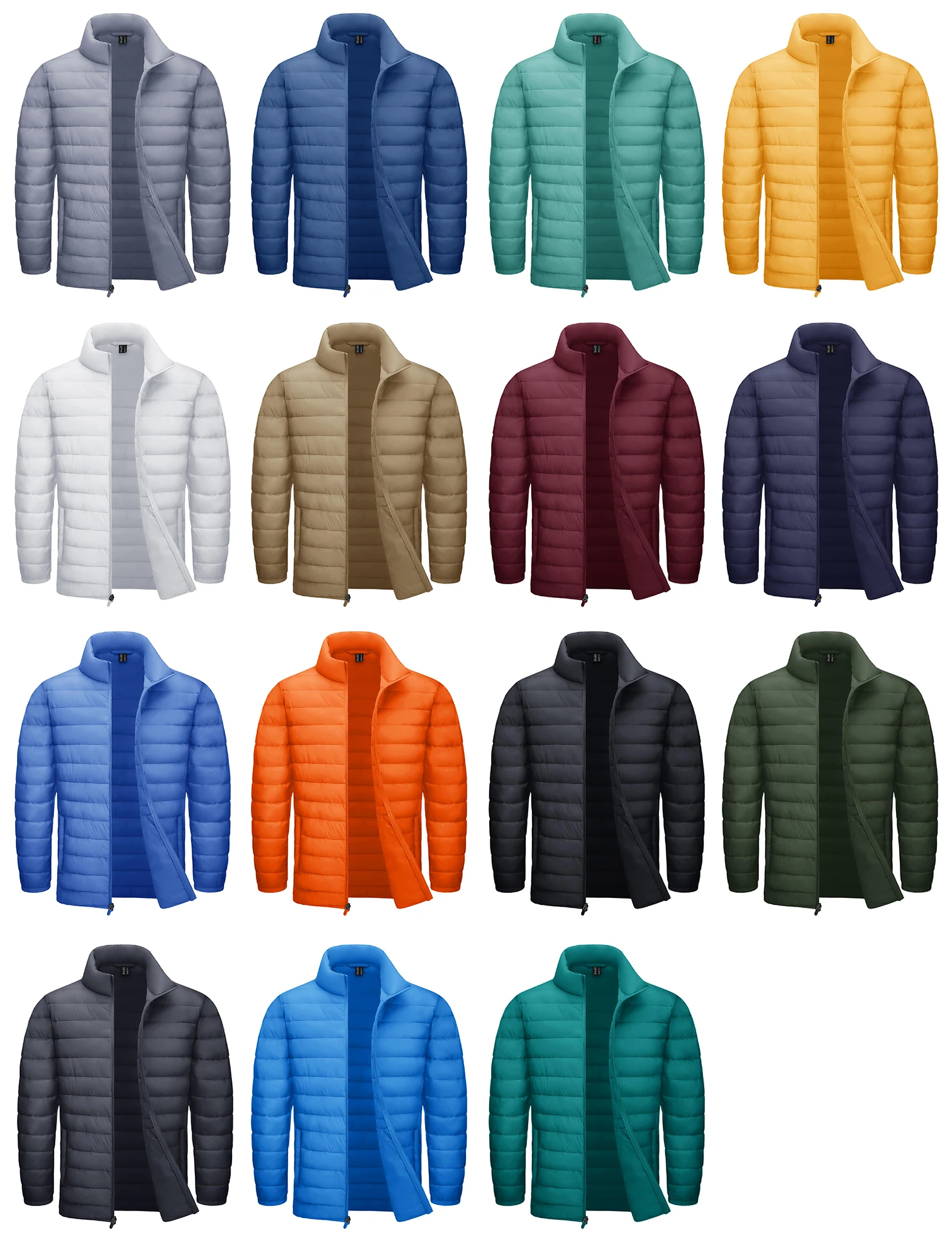 TACVASEN Stand Collar Lightweight Puffer Jackets Mens Quilted Jacket Water Resistant Ripstop Down Insulated Windbreaker Coats