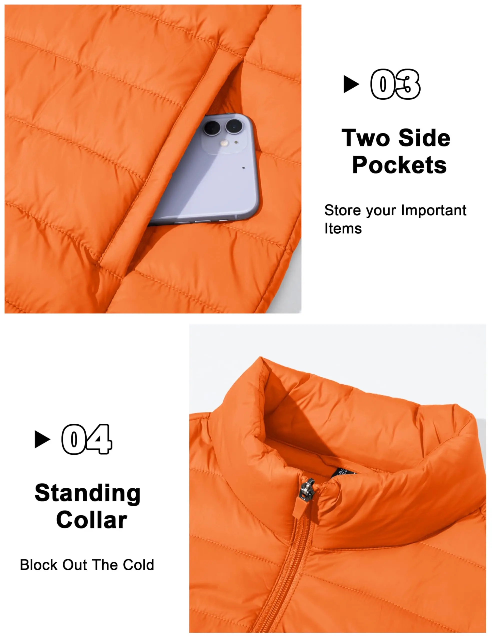 TACVASEN Stand Collar Lightweight Puffer Jackets Mens Quilted Jacket Water Resistant Ripstop Down Insulated Windbreaker Coats