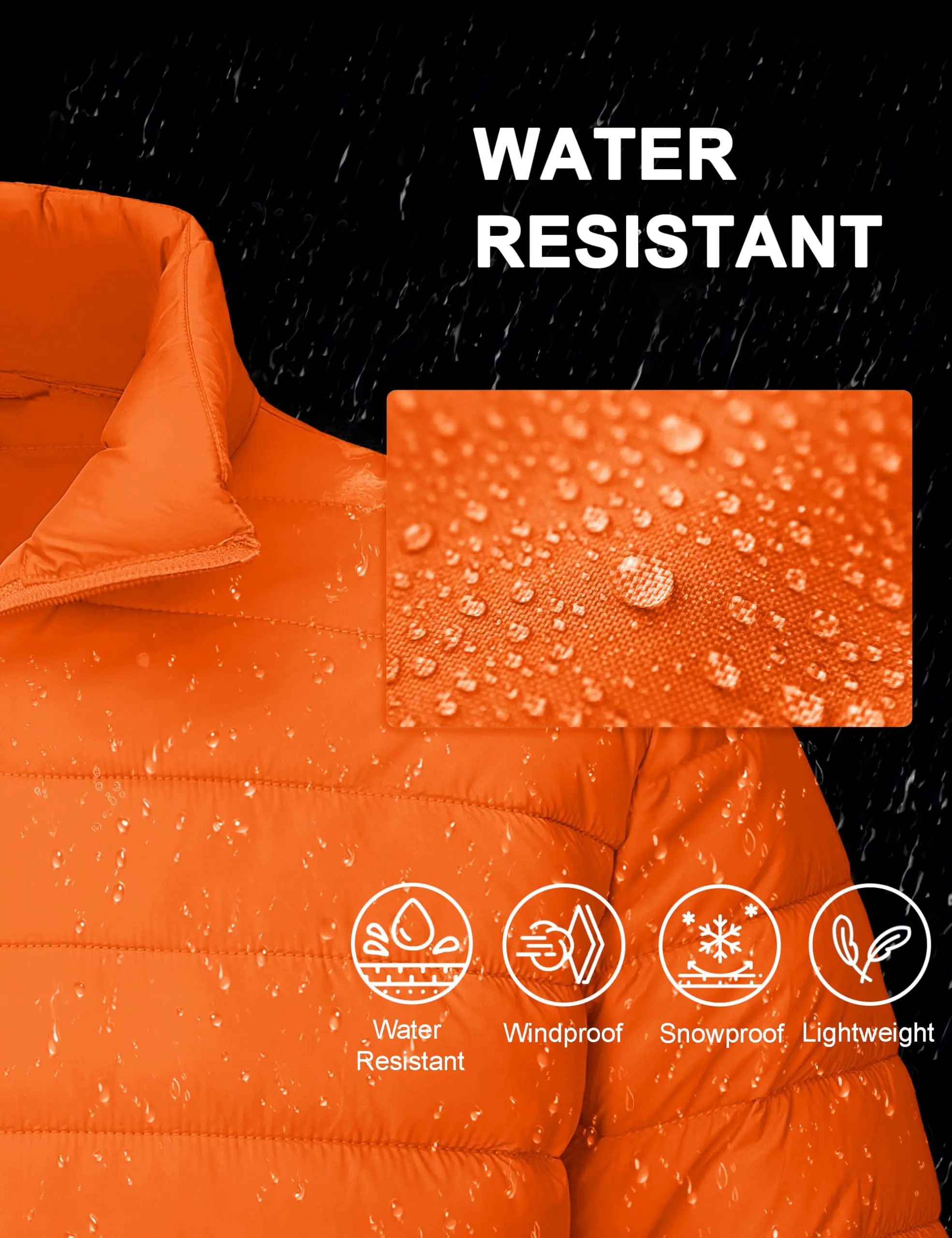 TACVASEN Stand Collar Lightweight Puffer Jackets Mens Quilted Jacket Water Resistant Ripstop Down Insulated Windbreaker Coats