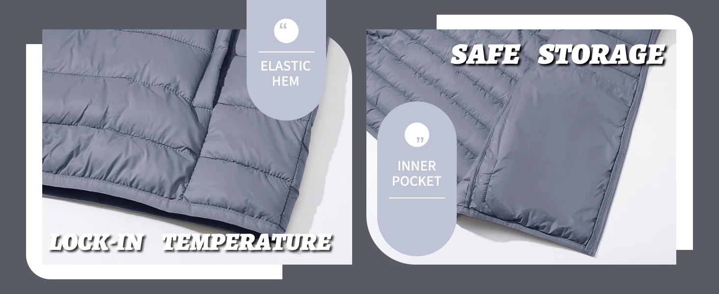 TACVASEN Stand Collar Lightweight Puffer Jackets Mens Quilted Jacket Water Resistant Ripstop Down Insulated Windbreaker Coats