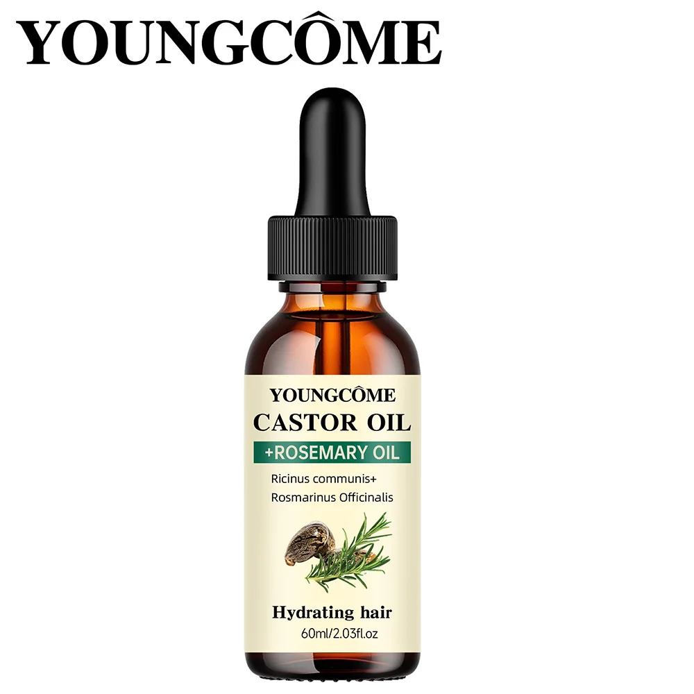 Mix Castor Oil and Rosemary Oil for Hair Growth Enhances Hair Thickness and Shine, Reduce Hair Loss and Split Ends Hair Care Oil