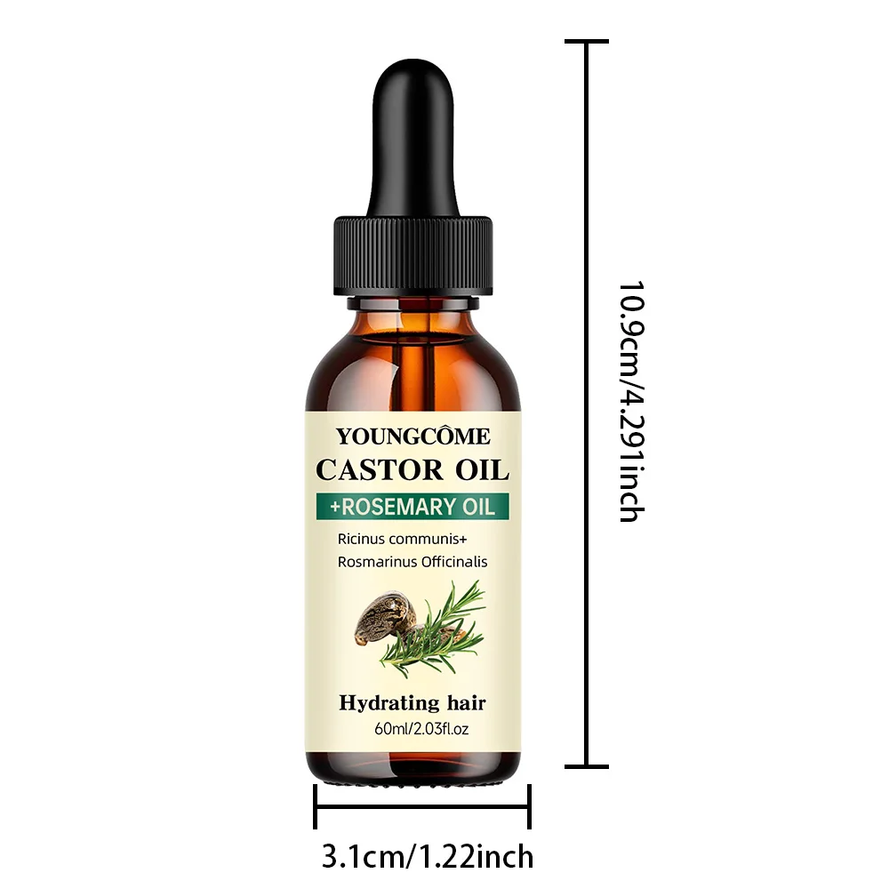 Mix Castor Oil and Rosemary Oil for Hair Growth Enhances Hair Thickness and Shine, Reduce Hair Loss and Split Ends Hair Care Oil
