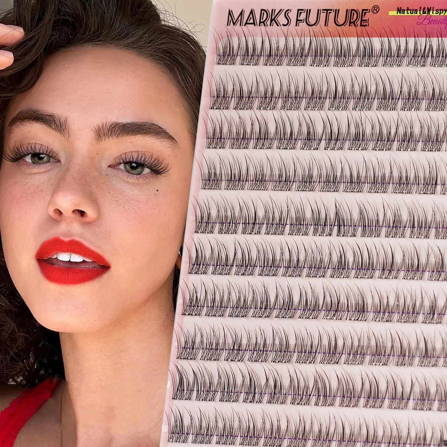 Self-Adhesive Eyelash Clusters, No Glue Needed, 120 Pieces, Natural C-Curved, Self-Adhesive Eyelash Extensions, Press-On Eyelashes, Pre-Bonded Eyelash Clusters, Self-Adhesive Eyelashes