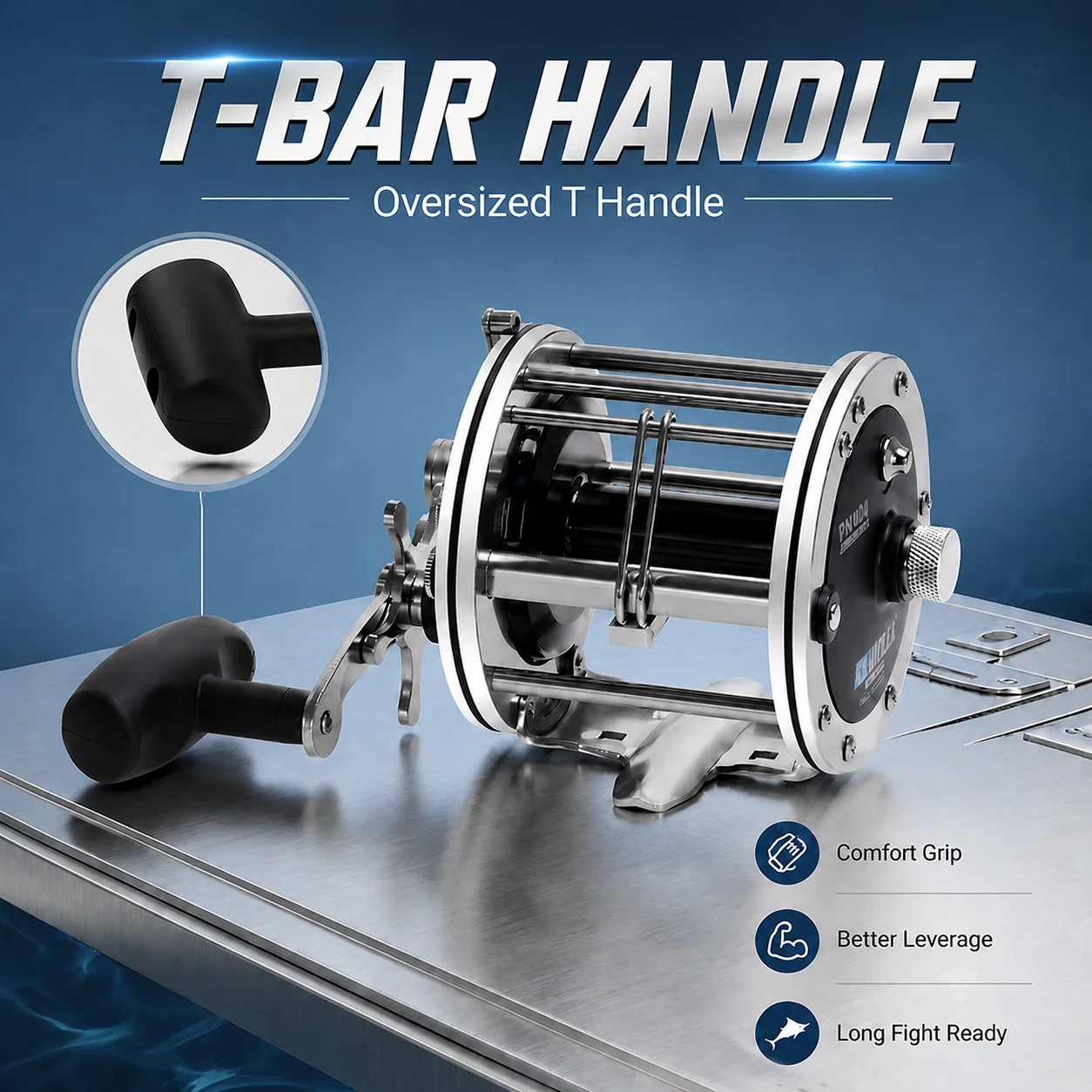SAMOLLA Strong Trolling Reel Reinforced All Metal Saltwater Sea Boat Fishing Baitcasting Drum Wheel for Catfish Musky Bass Surf