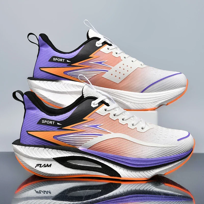 Marathon Men Sports Running Shoes Women's Carbon Board Air Cushion Breathable Athletic Lightweight Comfortable Nonskid Sneakers