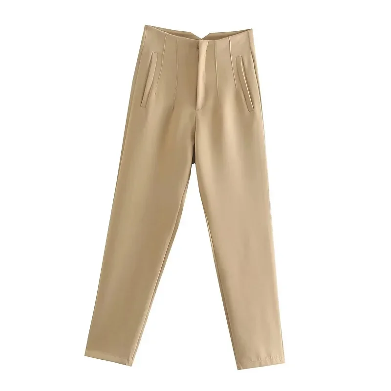 HXAO Ladies Pants Office Wear Black Pink White Pants for Women Fashion High waist Formal Pants Office outfits Pencil Trousers
