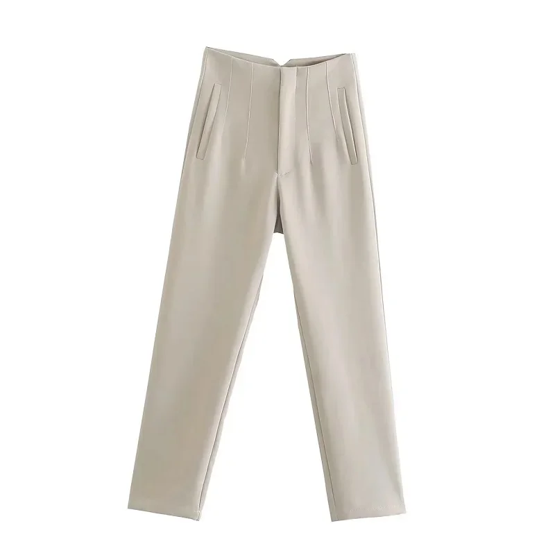 HXAO Ladies Pants Office Wear Black Pink White Pants for Women Fashion High waist Formal Pants Office outfits Pencil Trousers